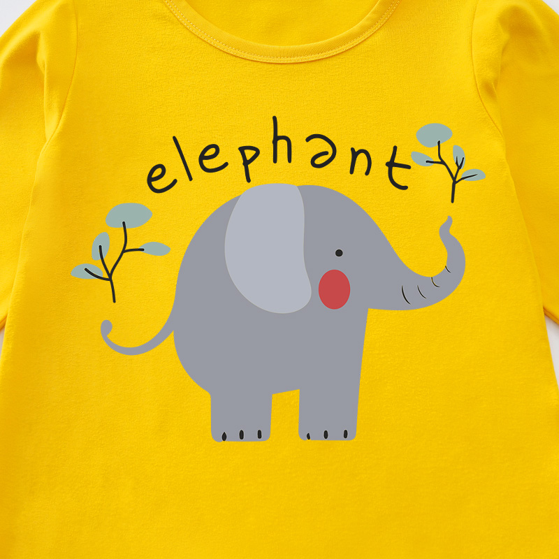 漫画の象のTシャツ,ラウンドネック,快適,男の子,女の子,赤 - Baby Clothing Elephant のレビューと価格