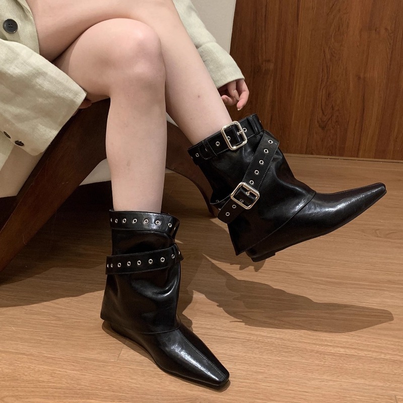 ベルトバックル付きスリーブローヒールブーツ 2025年ファッ - Soft Sole Booties のレビューと価格