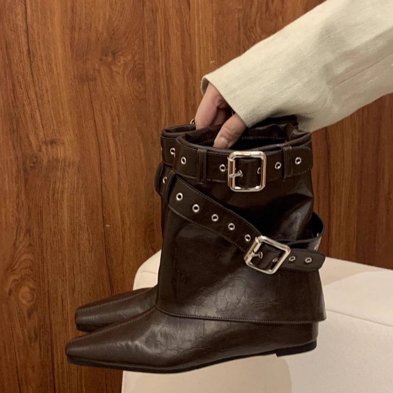 ベルトバックル付きスリーブローヒールブーツ 2025年ファッ - Soft Sole Booties のレビューと価格