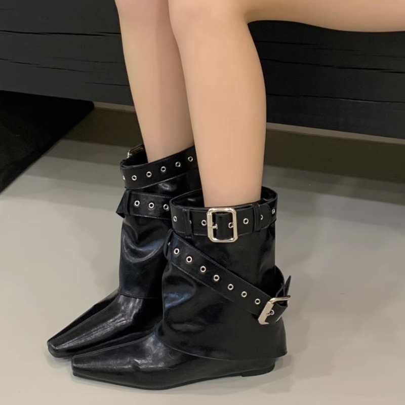 ベルトバックル付きスリーブローヒールブーツ 2025年ファッ - Soft Sole Booties のレビューと価格